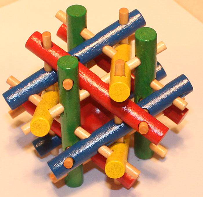 彩色孔明锁木质儿童益智玩具姐妹取宝菠萝包邮解锁