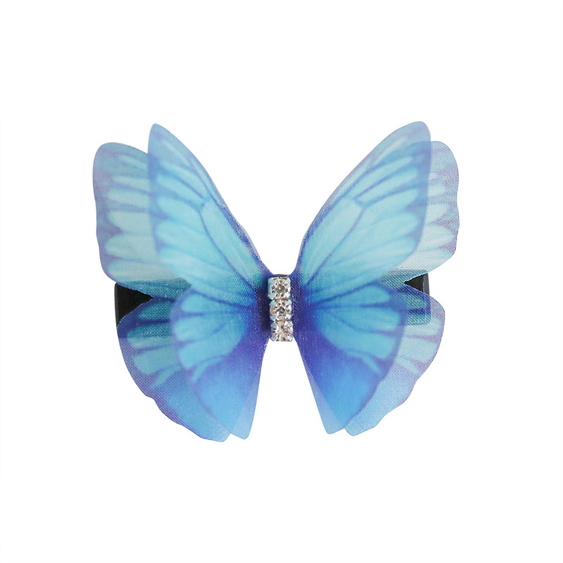 原创薄纱蝴蝶发夹边夹鸭嘴夹仙写真度假新娘发饰