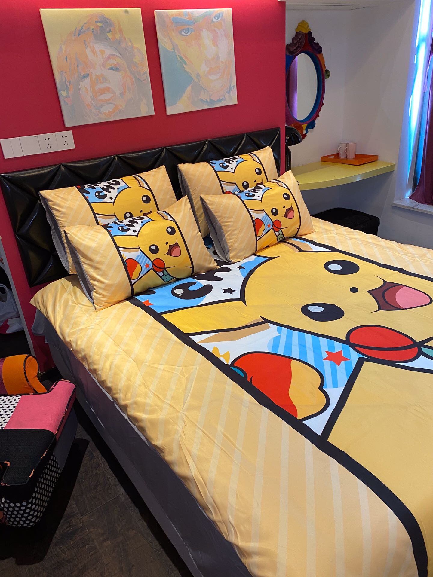 件套冬季纯棉卡通软萌可爱皮卡丘床上四件全棉床品套件