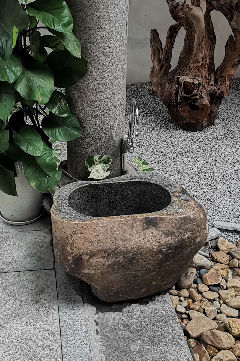 拖把鹅卵石天然石材墩布池水池户外庭院拖把池