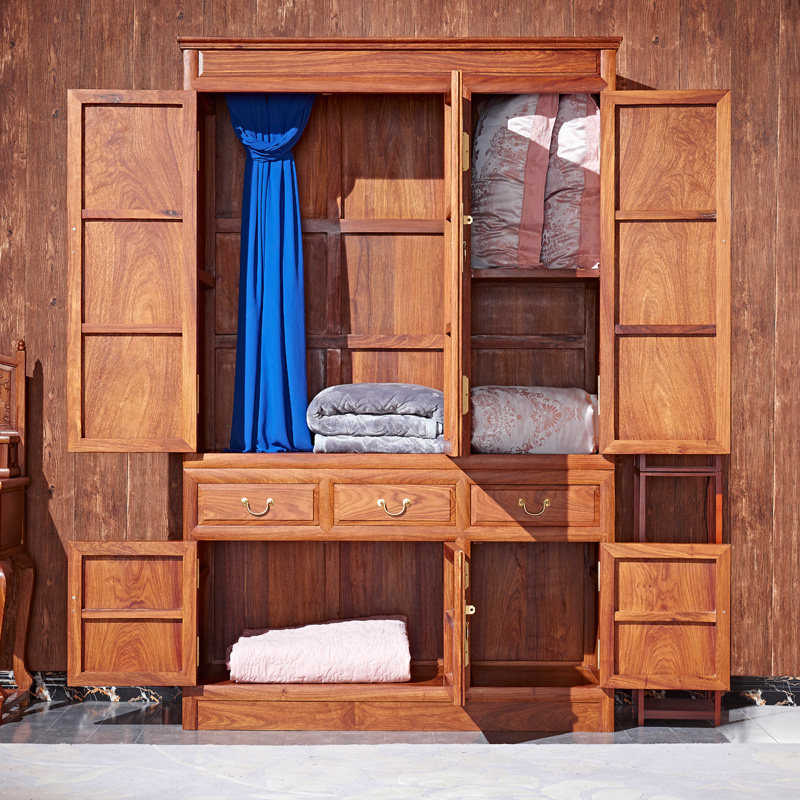 红木衣柜刺猬紫檀卧室实木柜储物新中式花梨衣柜