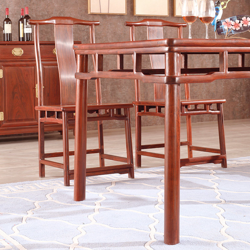 红木家具明清古典餐桌椅东非酸枝全实木长方形素面餐台小户型组合