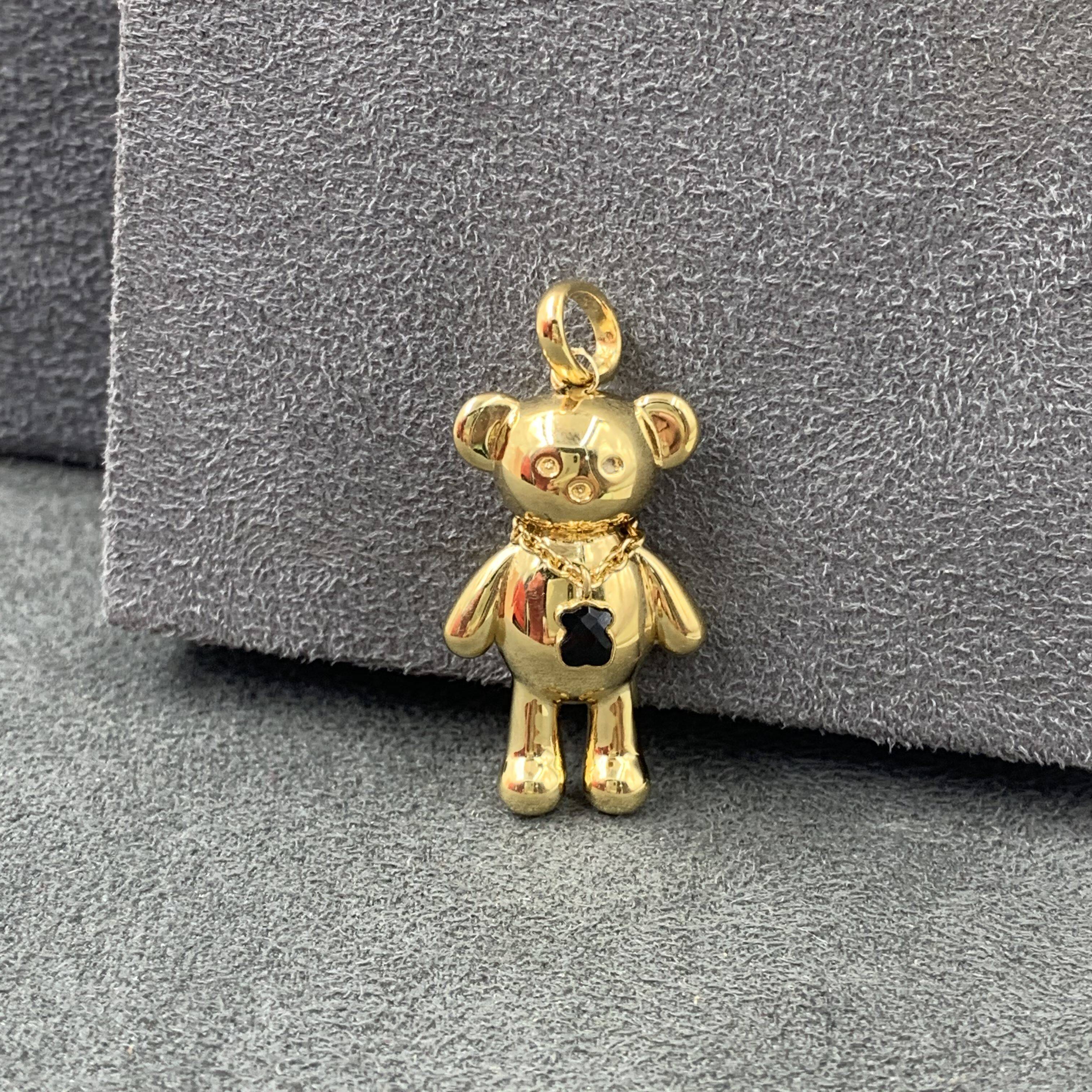 欧洲轻奢品牌tous桃丝熊玛瑙泰迪熊925纯银镀18k金吊坠小熊链坠