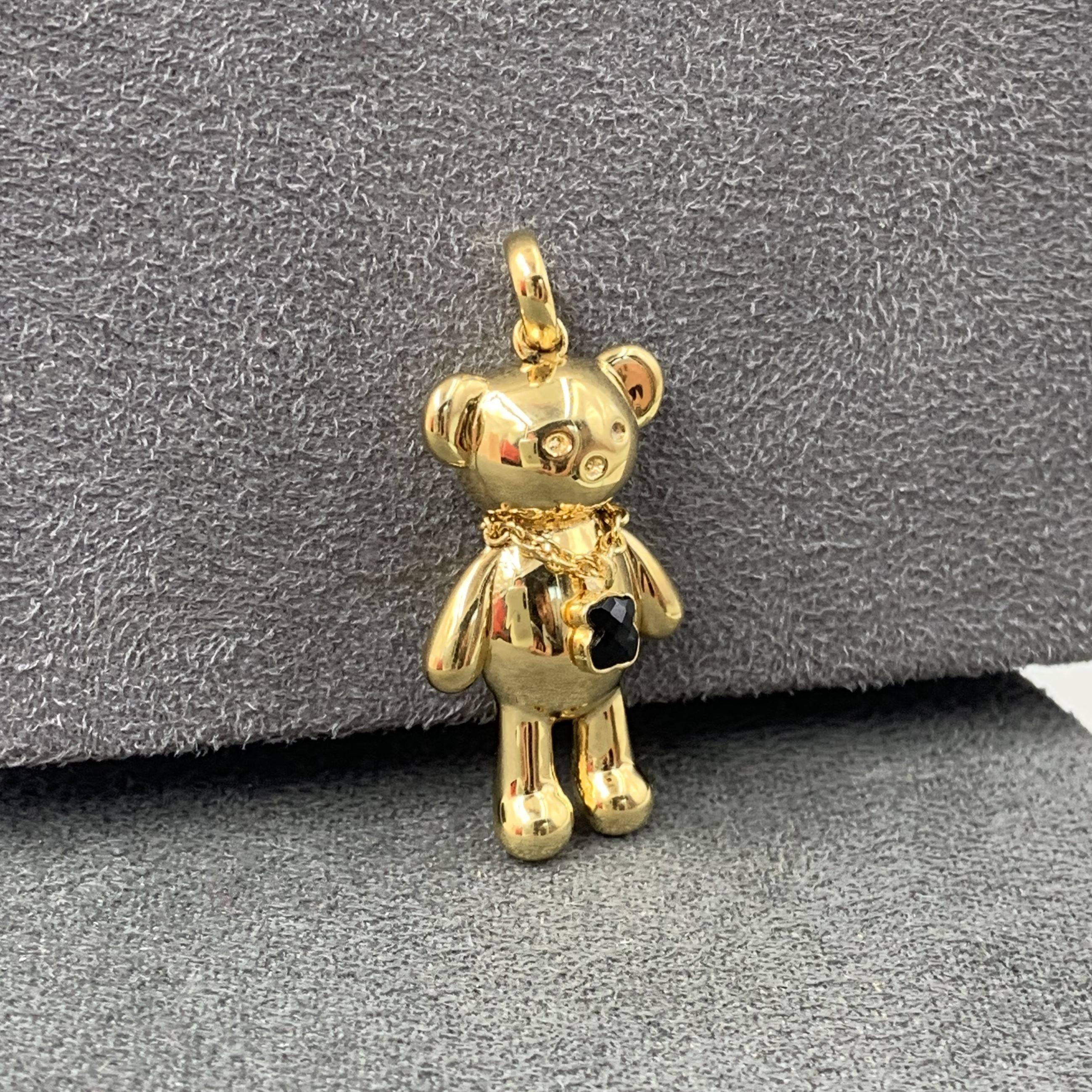 欧洲轻奢品牌tous桃丝熊玛瑙泰迪熊925纯银镀18k金吊坠小熊链坠