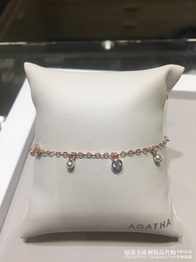 西班牙瑷嘉莎agatha时尚狗狗珍珠18k玫瑰手链手链