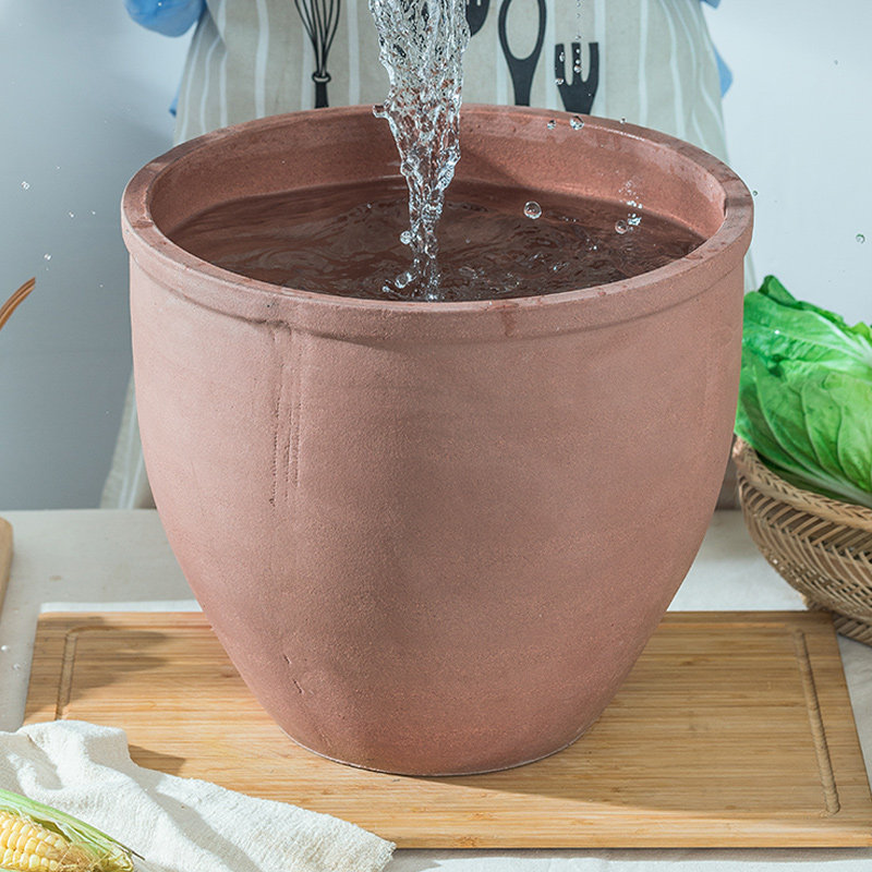 旧弄房无土陶水缸陶瓷米缸粗陶鱼缸家用荷花米桶