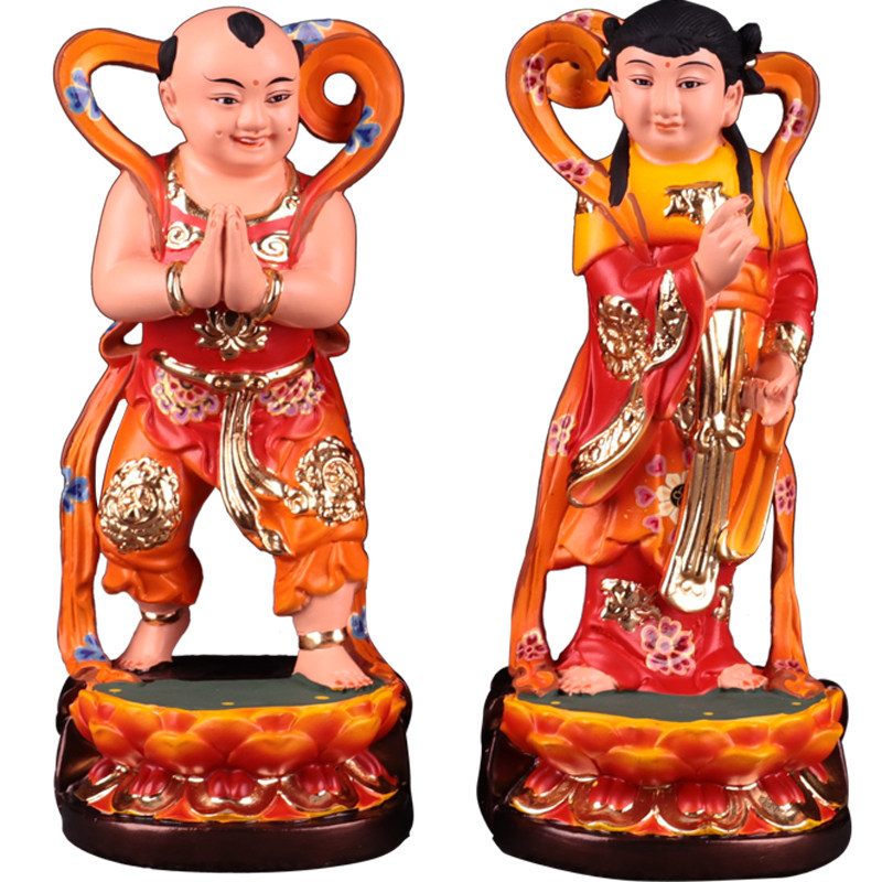 6寸金童玉女女神像树脂敦煌童子童女善财龙女摆件