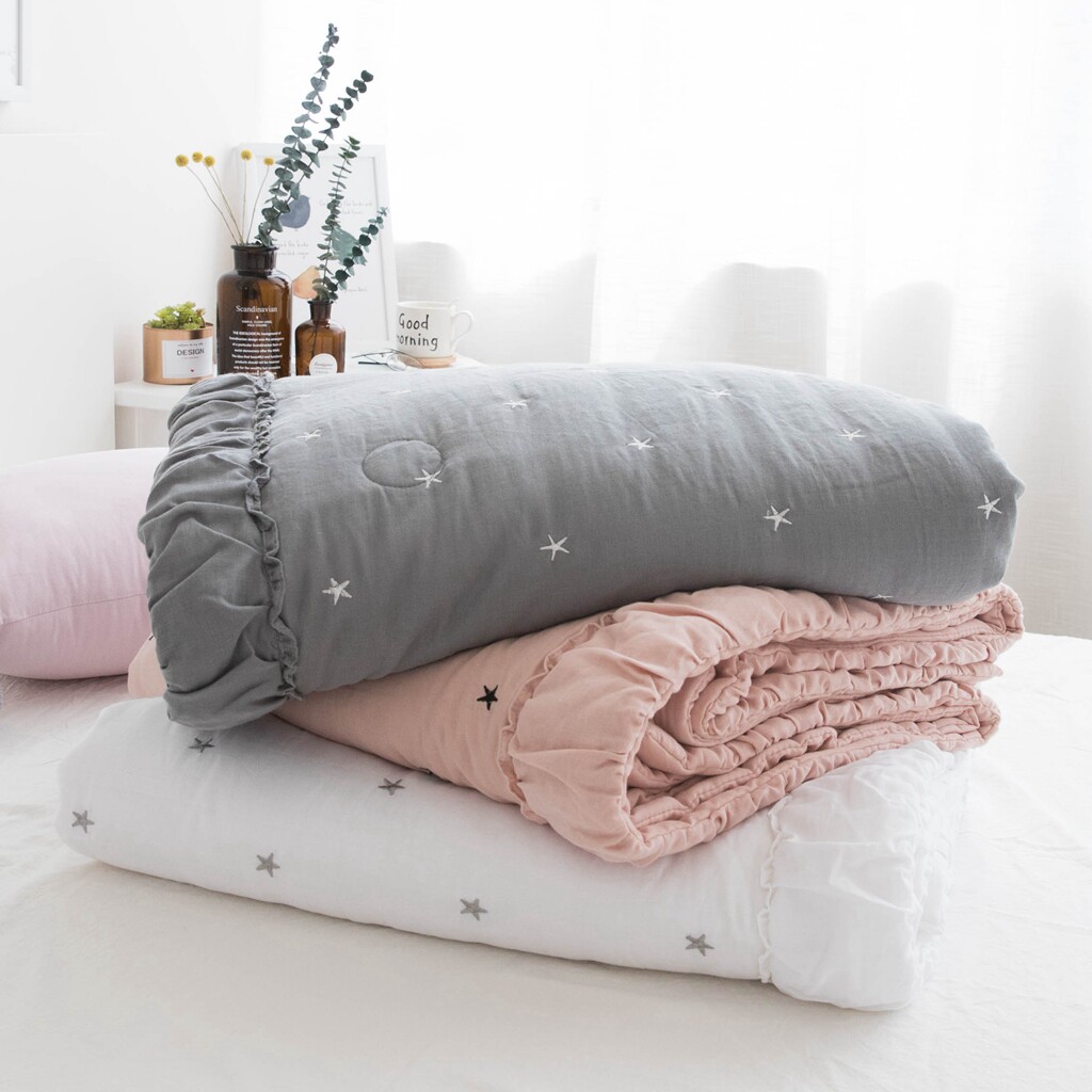 超柔软北欧风ins全棉空调被双层纱夏凉被纯棉薄