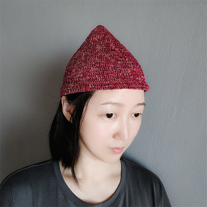 顶帽春夏薄款尖尖锥形帽子手工编织土豆夫人帽子