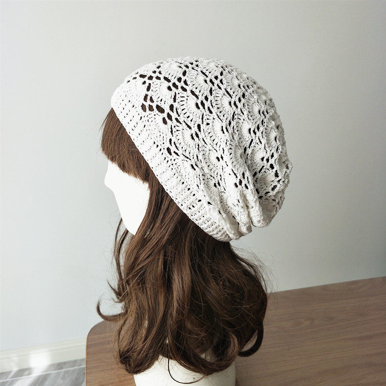 初秋春薄款亚麻长款堆堆帽手工女帽土豆夫人亚麻鱼尾花长版帽