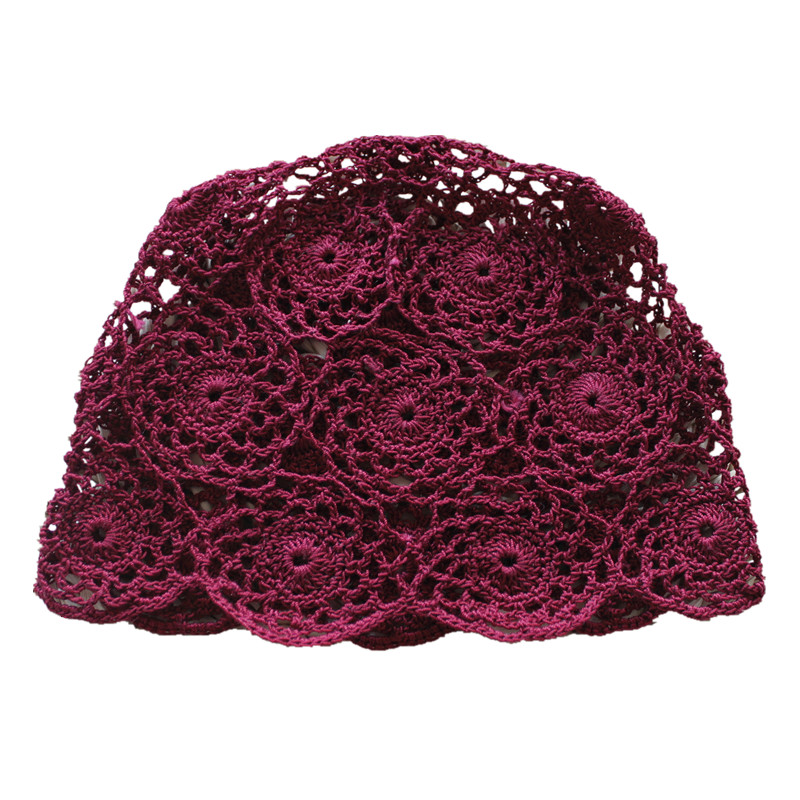 夏凉帽女薄款手工钩花包头瓜皮皮帽土豆夫人原创帽子