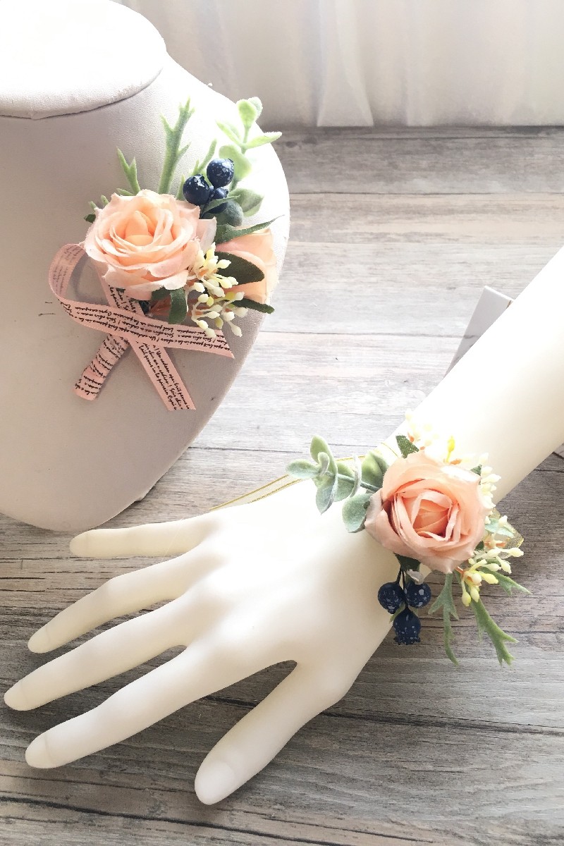 高端保湿玫瑰仿真胸花手腕发饰婚礼酒杯新娘胸花