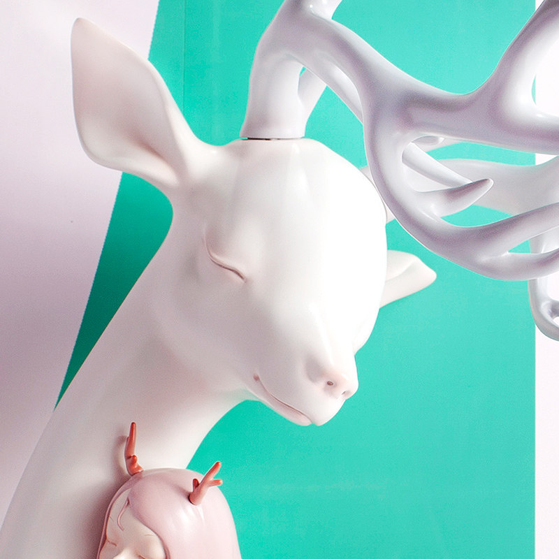 白夜童话贾晓鸥祥鹿依赖微风玄关雕塑摆设饰品家居摆件简约艺术品