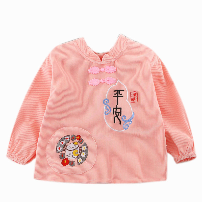 防水防脏罩衣宝宝长袖吃饭纯棉儿童汉服围裙反穿衣