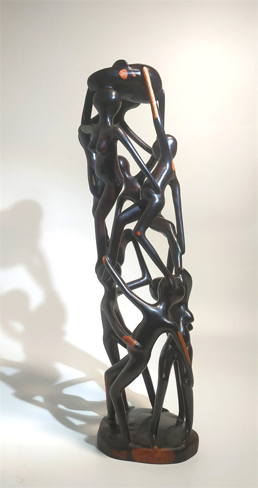 非洲木雕艺术品乌木手工镂雕人像家族亲情树生命树木雕