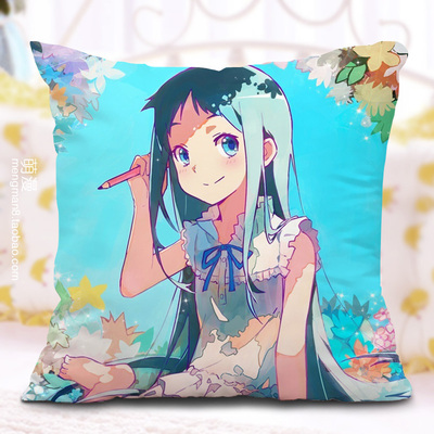 未闻花名那朵抱枕方形靠垫面码动漫周边双面图含枕芯动漫毛绒