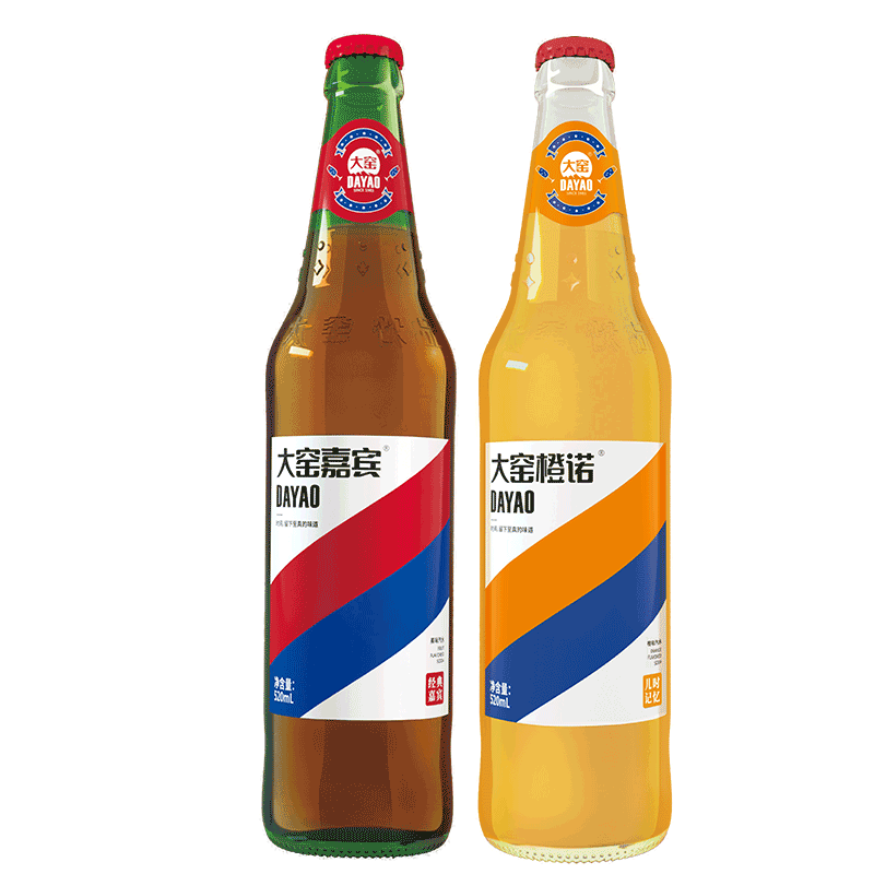内蒙古大窑嘉宾果汁饮料520ml4瓶怀旧碳酸汽水果味碳酸饮料