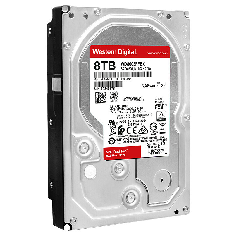 国行wd西部数据wd8003ffbx红盘pro8t8tb企业nas机械硬盘