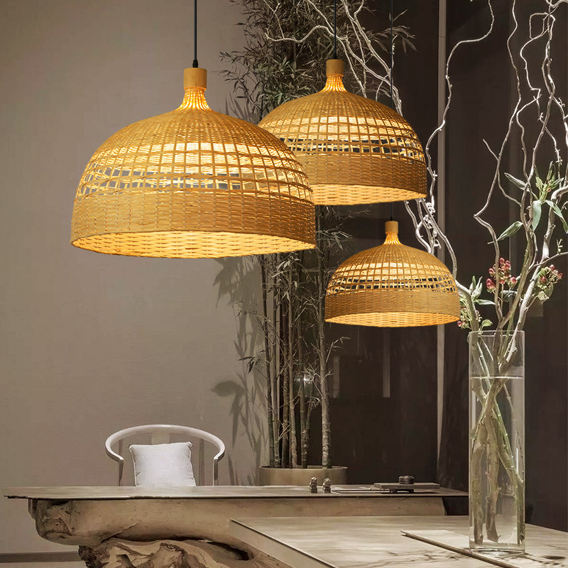 日式创意个性竹编吊灯灯中式禅意灯具茶室餐厅民宿吊灯