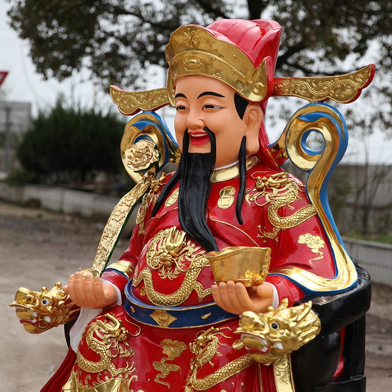 寺庙树脂佛像1米6红衣元宝财神爷招财进宝财神佛像供奉大佛像