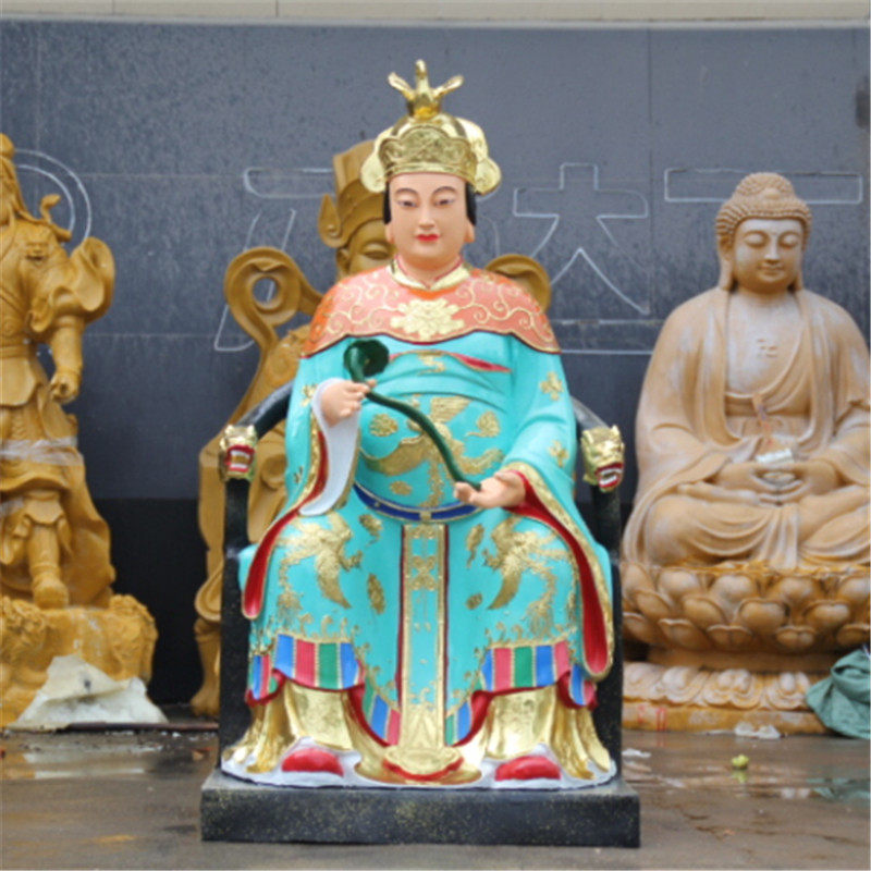 三霄佛像娘娘树脂玻璃钢鎏金1米贴金彩绘摆件