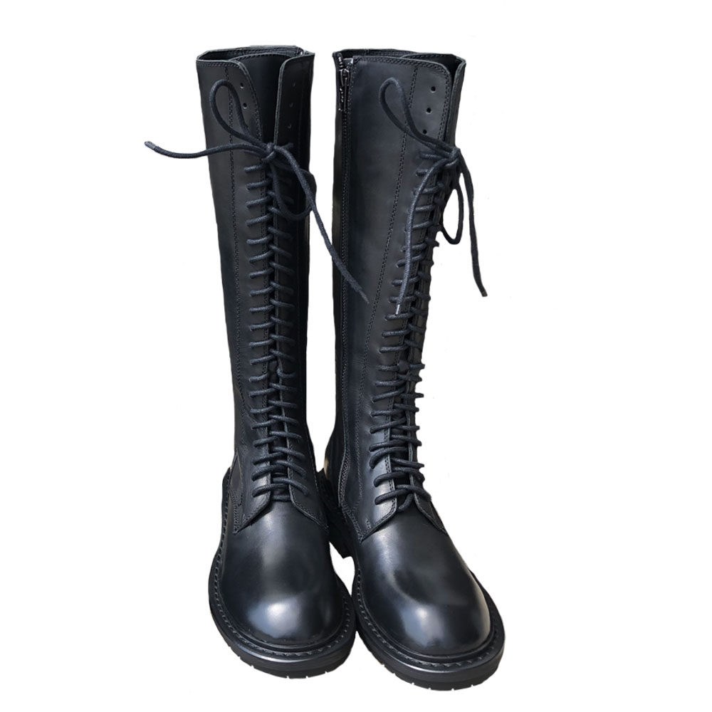 ann系带马靴机车女靴马丁长筒骑士长靴高筒时装靴