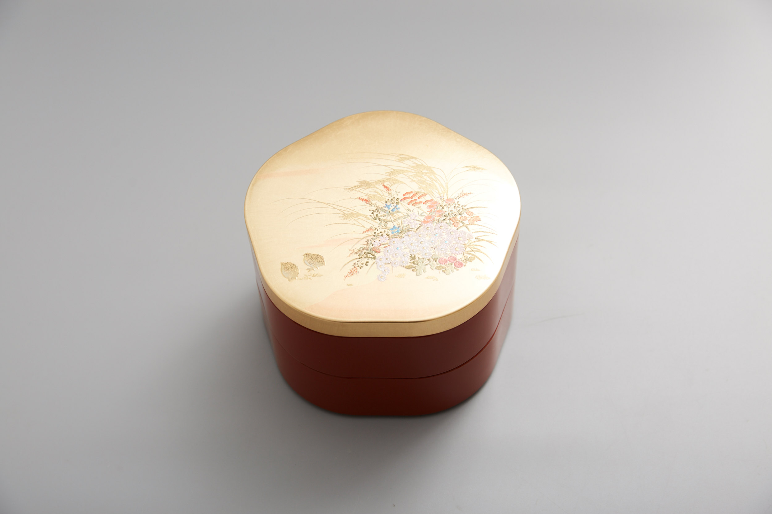 漆器食盒日本进口山中みやひ秋金箔花重日式饭盒