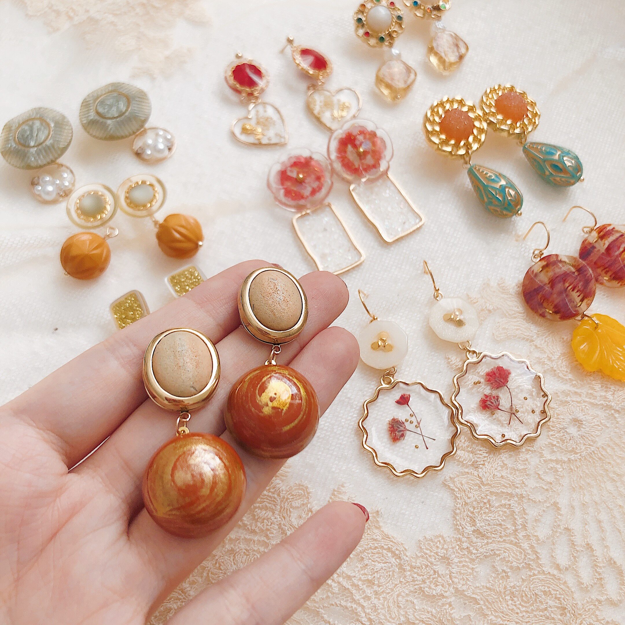 老灵魂 vintage古董欧洲老扣子小众古着系耳饰耳坠