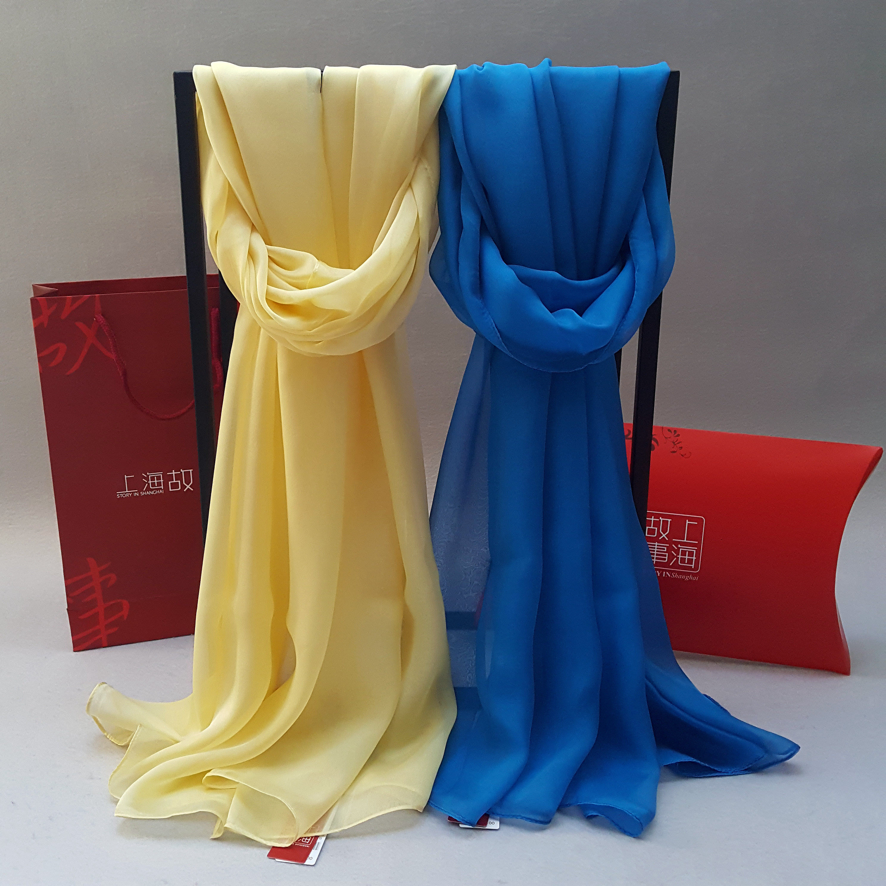 包邮上海故事桑蚕蚕丝春秋百搭长款杭州丝绸围巾围巾
