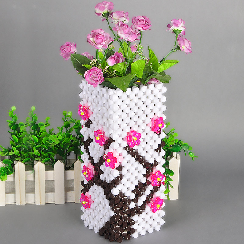 手工串珠diy工艺品摆件亚克力珠梅花盛开花瓶材料包 成品
