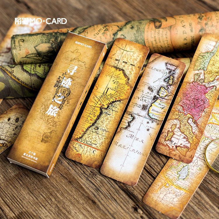 寻迹之旅欧洲复古手绘世界地图纸质书签diy手帐书签
