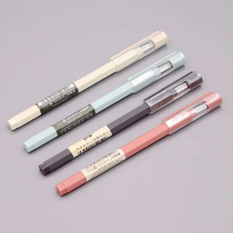 晨光agpa0404本味纯色磨砂杆六菱形中性笔碳素0.5笔芯全针管水笔