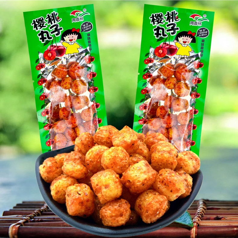 周首林樱桃小丸子辣条22g60袋童年怀旧麻辣零食宿舍面筋制品