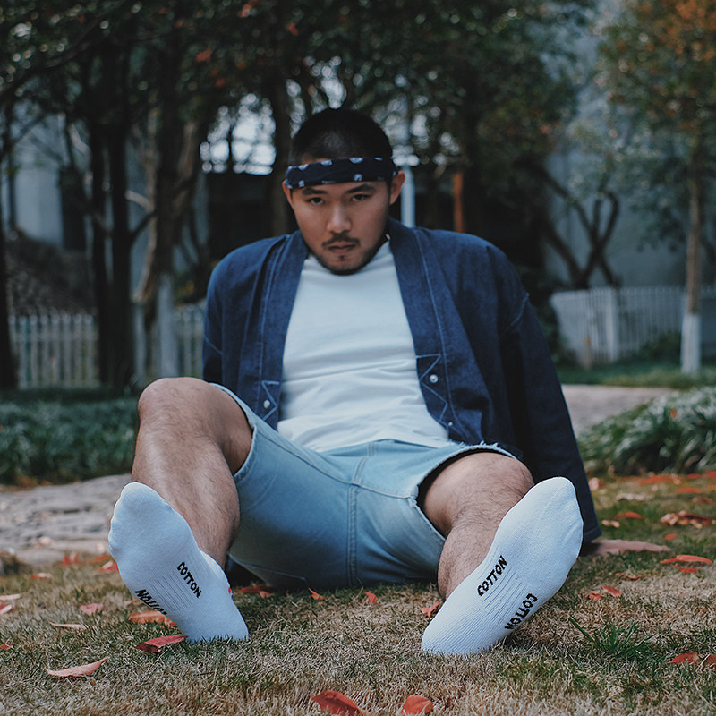 yoyolab汗脚袜船运动健身字母圈底白袜毛性感柚柚运动袜