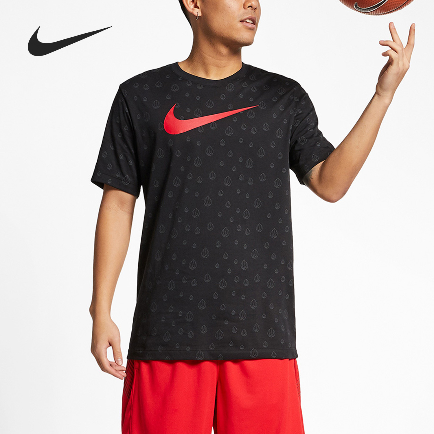 nike短袖休闲logo针织印花雨滴春季正品耐克运动t恤
