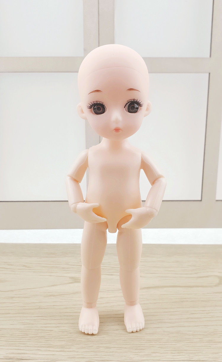 尚美芭比娃娃16cm3d真眼关节改娃无妆光头裸娃身体娃娃