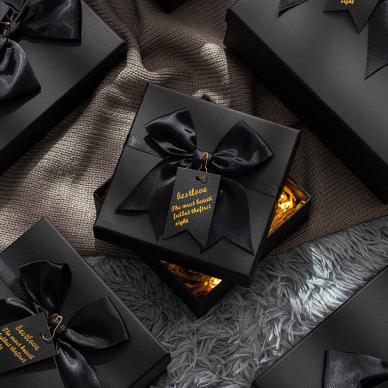 ins超大小号黑色礼物物品简约生日盒子口红创意礼盒