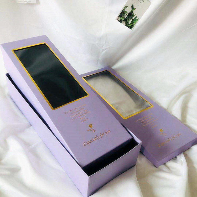 金色蜜语套二长方形礼品盒情人节玫瑰花香皂花干花束包装盒子新款