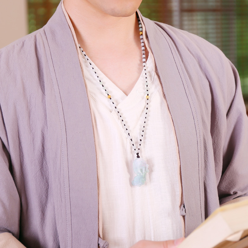 翡翠祥祯徐炼求雕刻冰糯种春带吉祥貔貅吊坠挂件颈饰