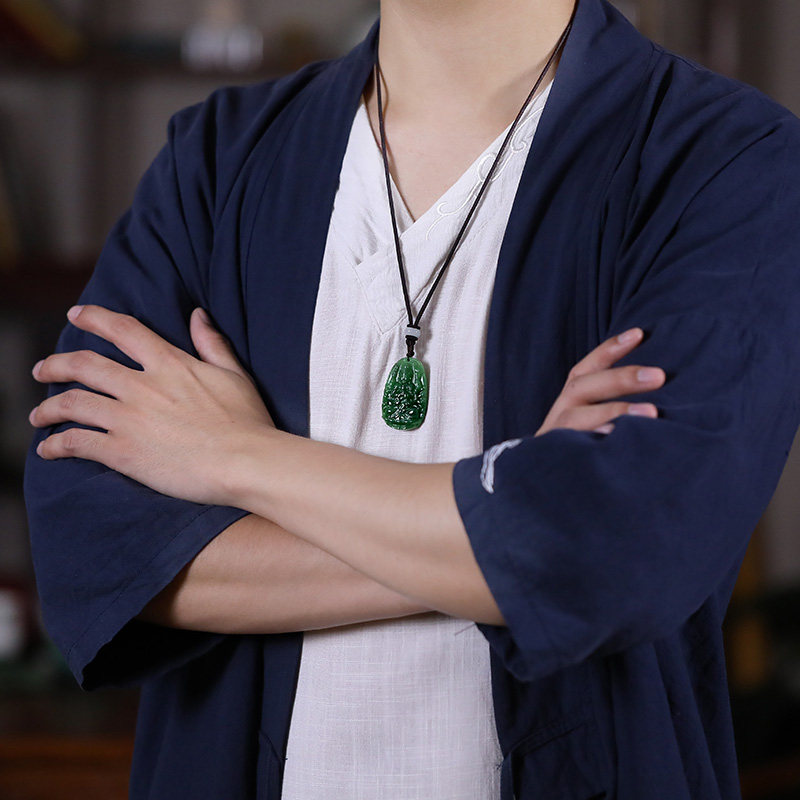 祥祯天然和田吊坠男士玉石十二生肖虎年配饰八大颈饰