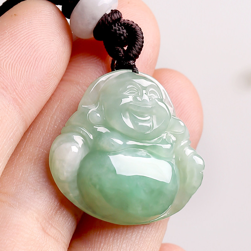 祥祯弥勒玉坠项链小佛玉石笑佛大肚玉佛吊坠颈饰