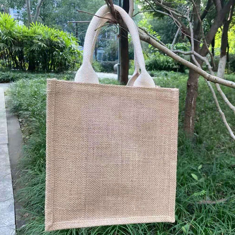 黄麻包手拎亚麻布手提防水a4便当饭盒购物袋