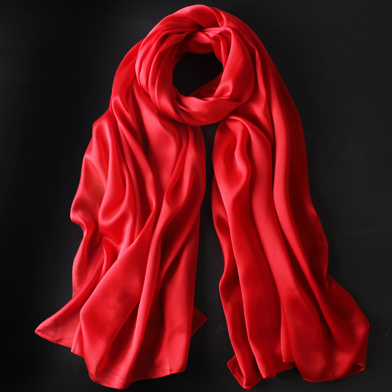 大红结婚舞蹈真丝长款丝绸苏州围巾红色中国围巾