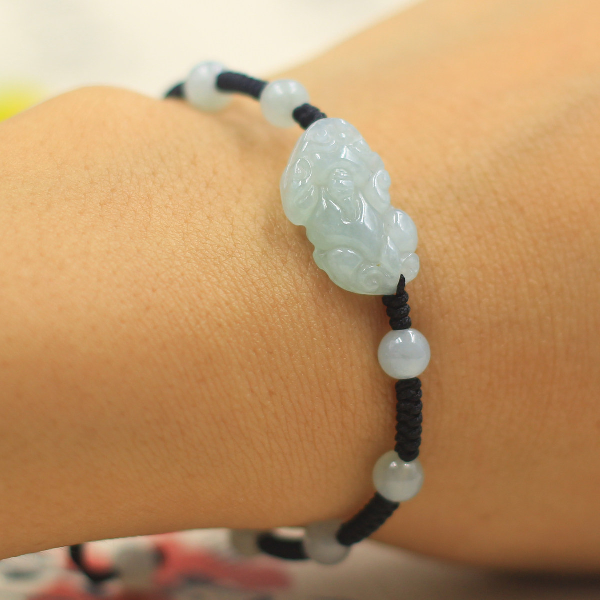 本命年红绳转运貔貅玉手手链男女迷你小皮手工