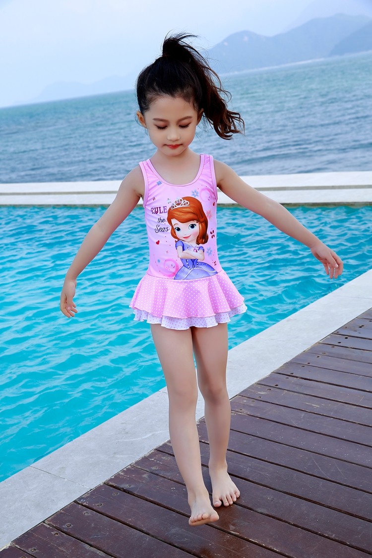 泳衣新款女童冰雪奇缘裙式女孩泳装宝宝大童儿童泳衣