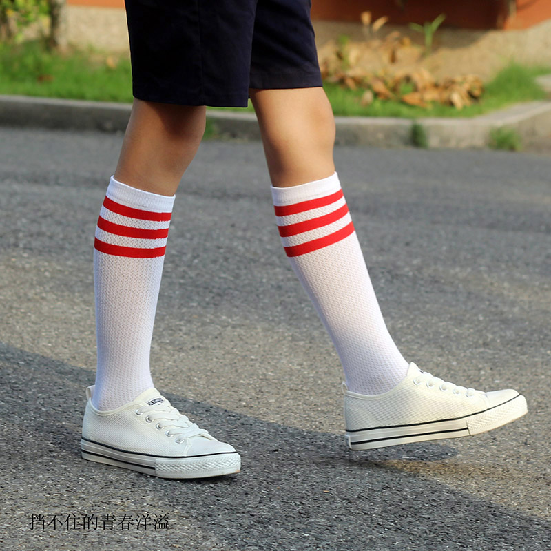 夏季儿童白色不过膝盖学生生长筒袜过漆男生儿童袜子016岁