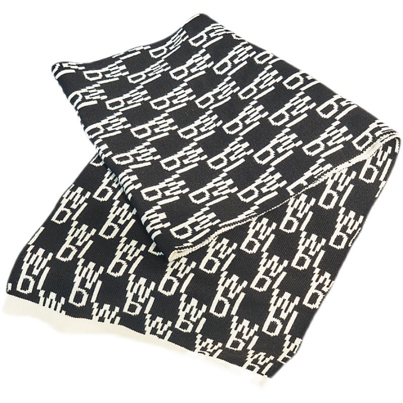 we11done秋冬20fw针织字母提花老花羊毛围巾welldone围巾