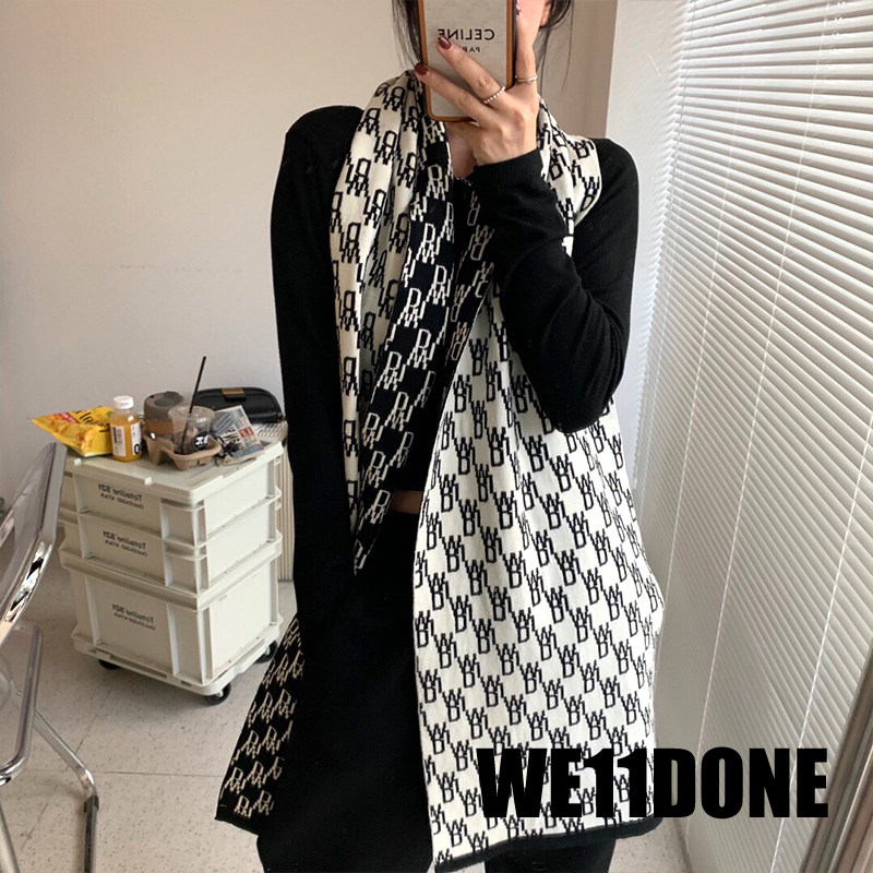 we11done秋冬20fw针织字母提花老花羊毛围巾welldone围巾