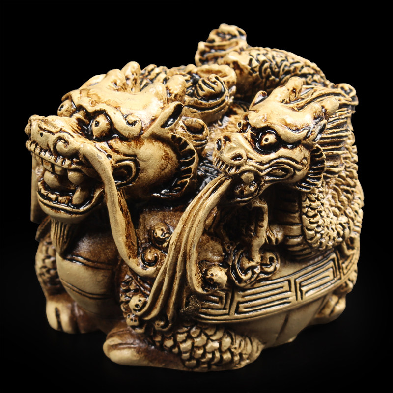 李居明八运吉祥物 龙龟九子摆件龙头龟胡须家居佛堂供奉用品