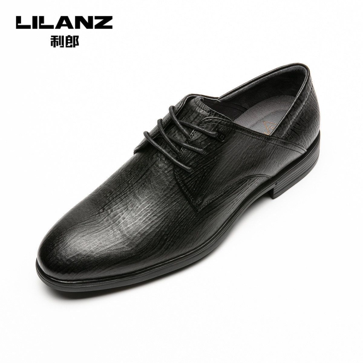 男鞋利郎系带夏男鞋2021压花条纹商务官方德比正装皮鞋